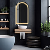 Specchio LED Semiovale 2 | Pulsanti touch | Funzione anti-appannamento | Luce bianca calda - Reyze Serie Salono Modello 1